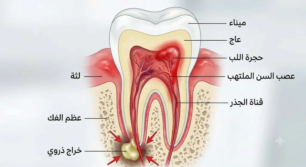 شكل عصب الضرس الملتهب