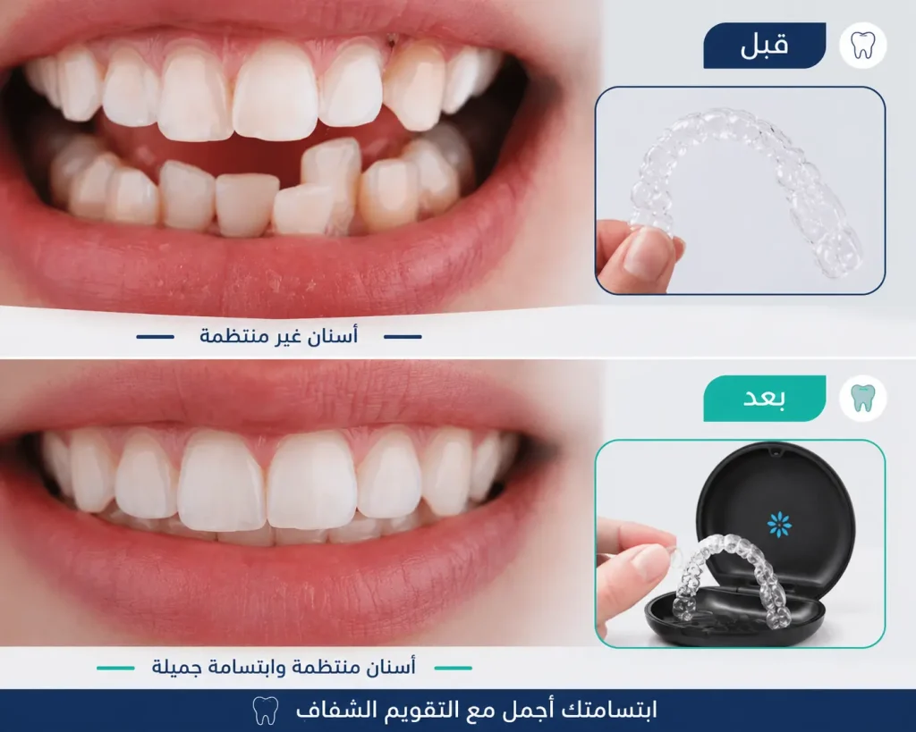 التقويم الشفاف قبل وبعد
